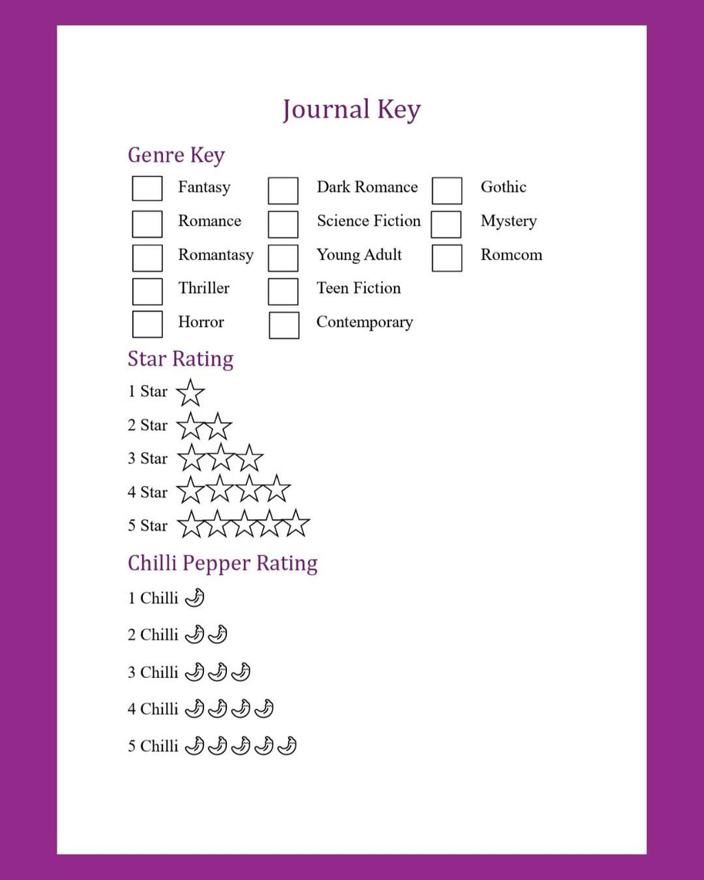 Reader Journal with reading challenges and review pages digital download