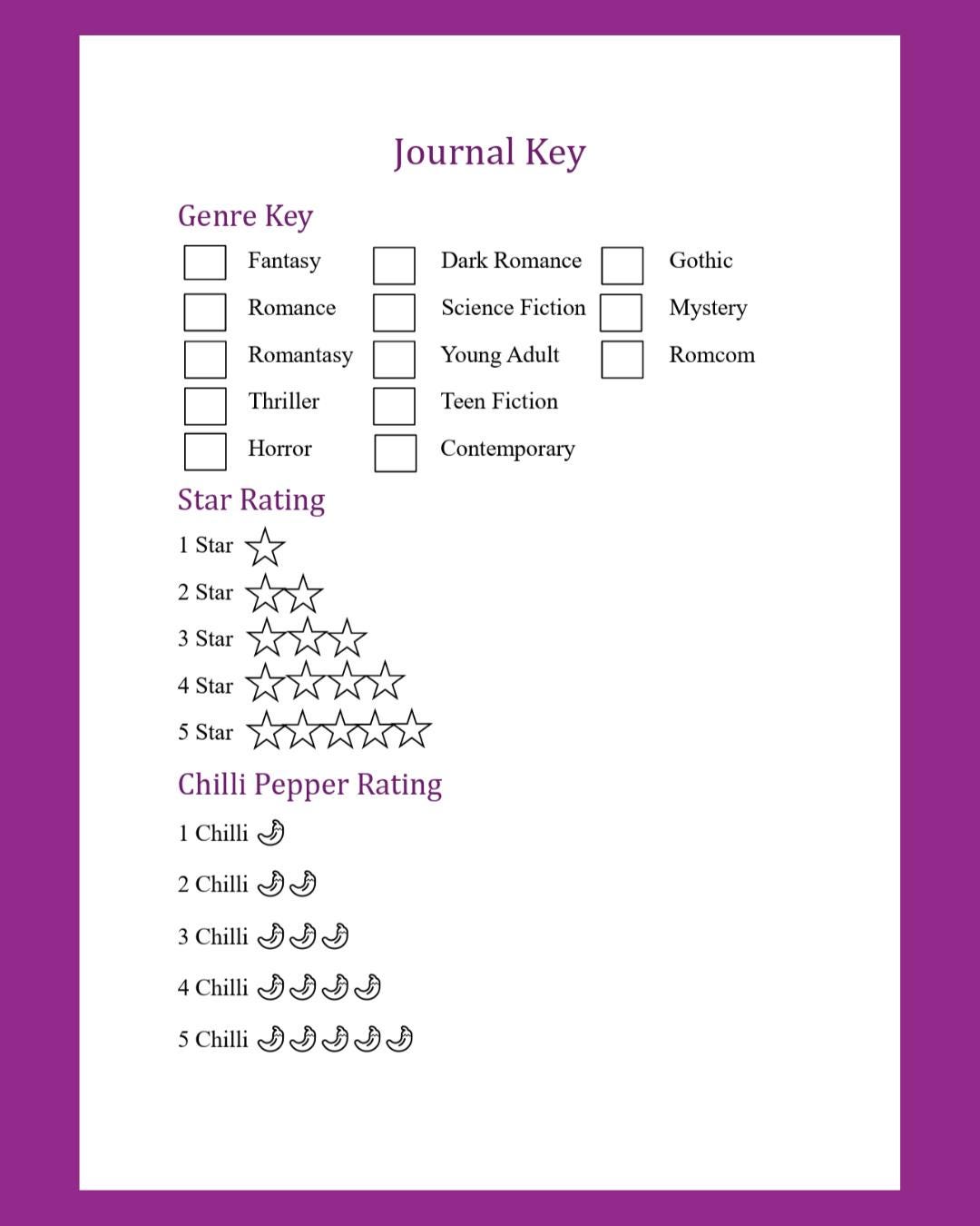 Reader Journal with reading challenges and review pages digital download