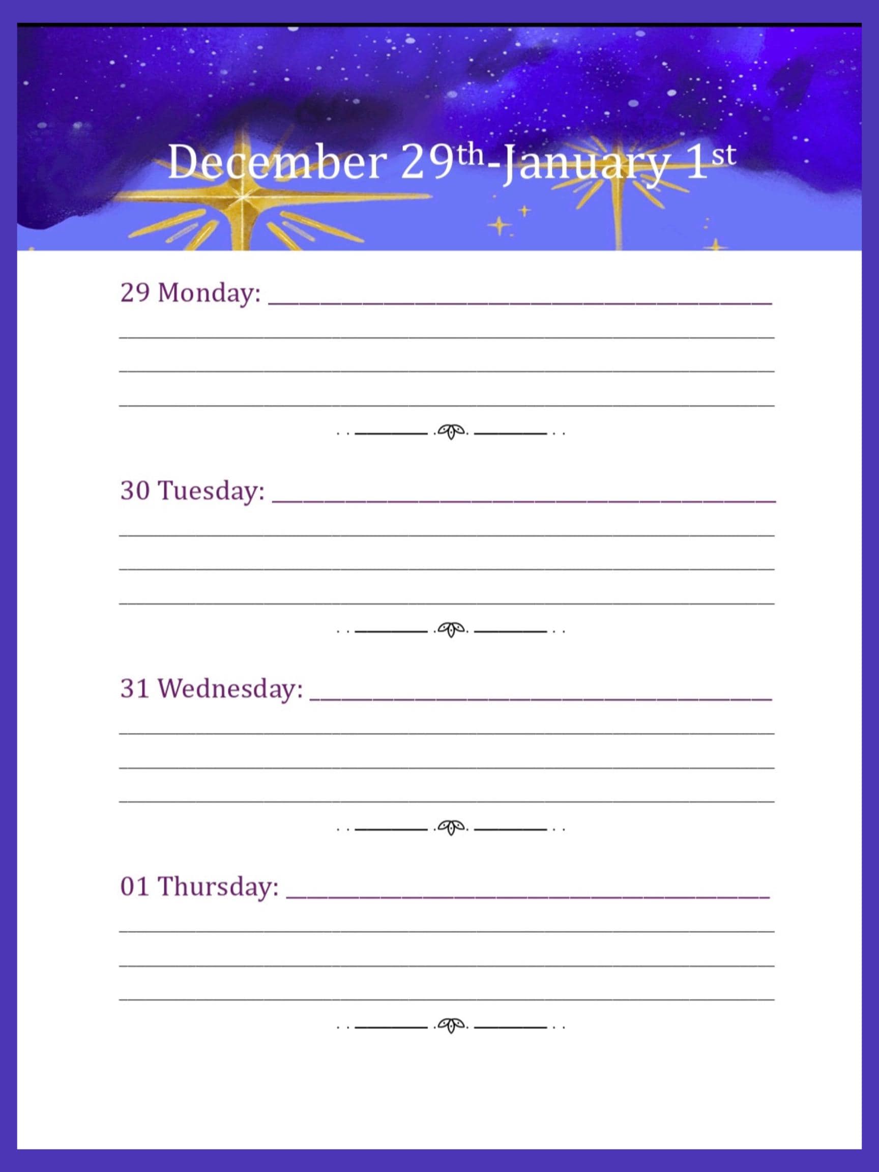 2026 Weekly/Monthly Digital Download Planner Stars Themed 100+ pages