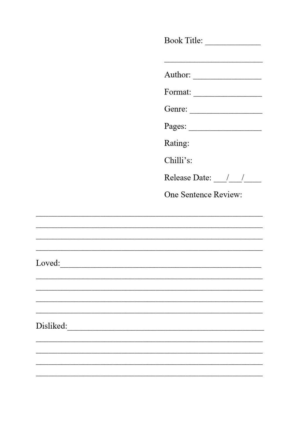 Reader Journal with reading challenges and review pages digital download