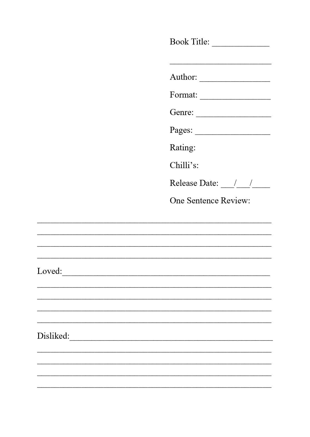 Reader Journal with reading challenges and review pages digital download