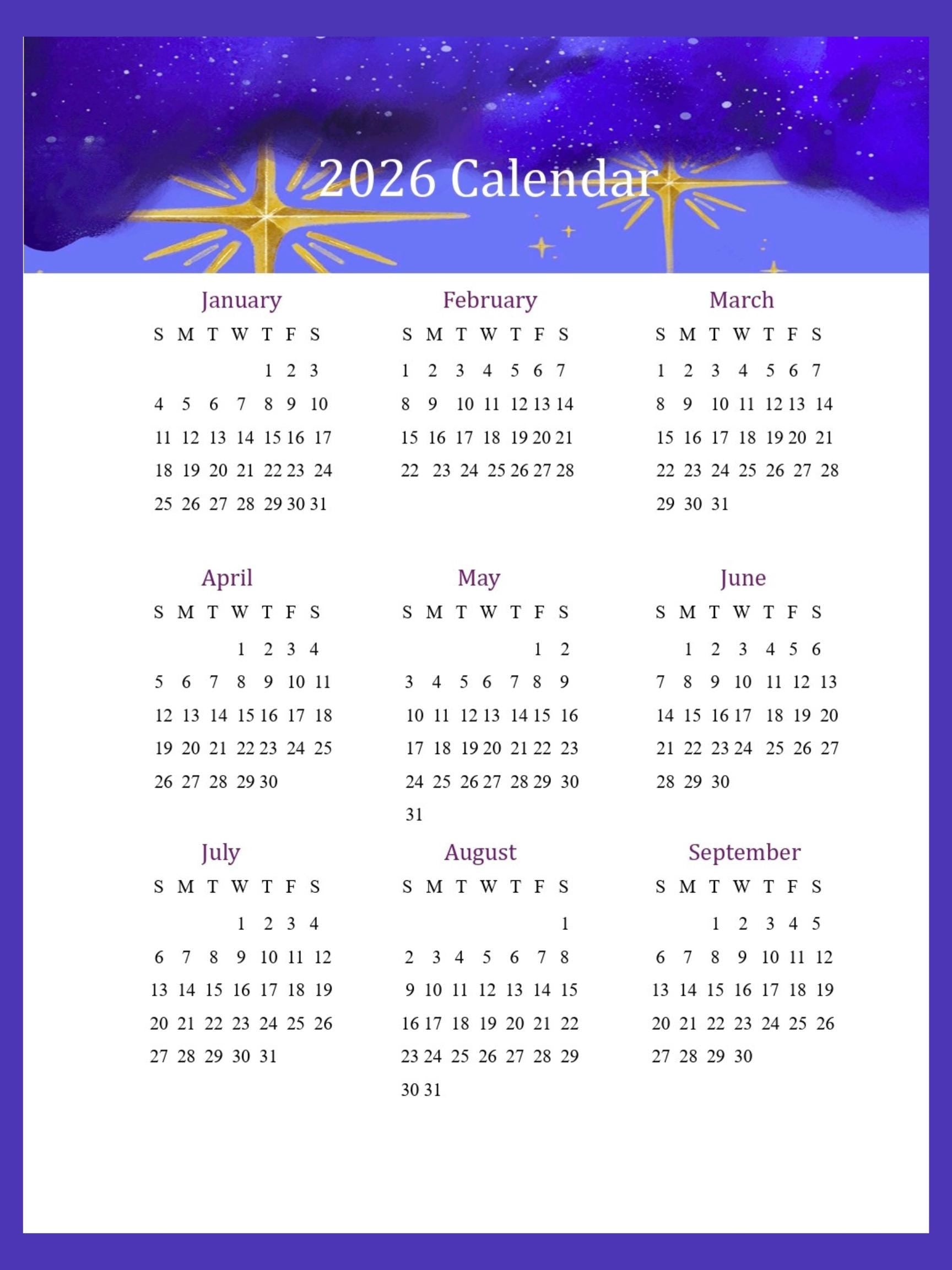 2026 Weekly/Monthly Digital Download Planner Stars Themed 100+ pages