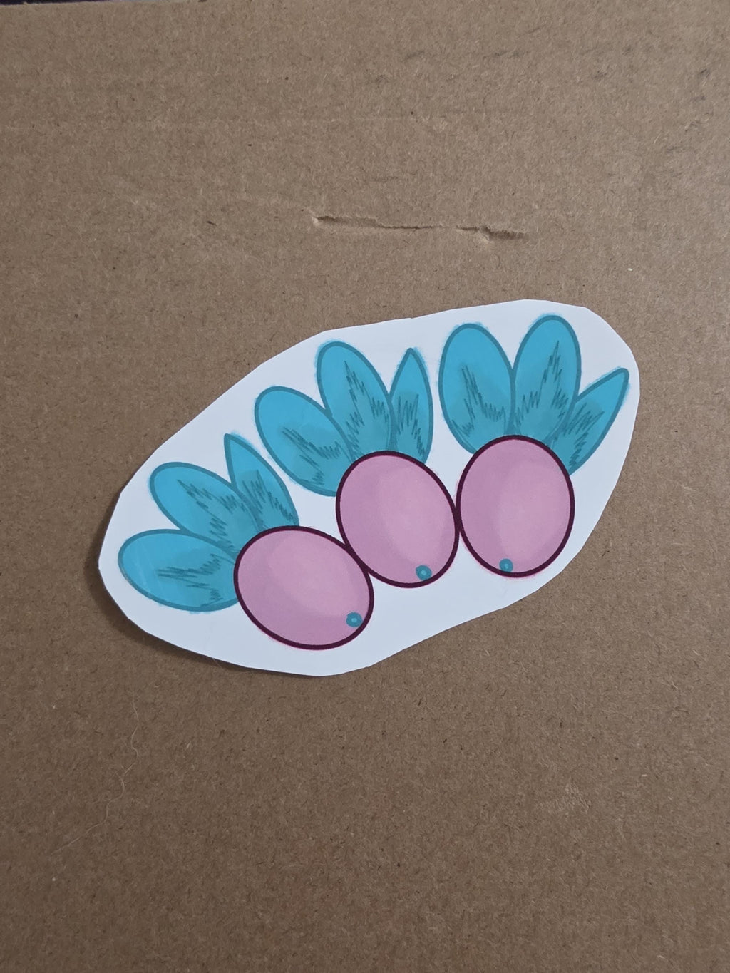 Watercolor 6pck Flowers and Berries Stickers pink and green color
