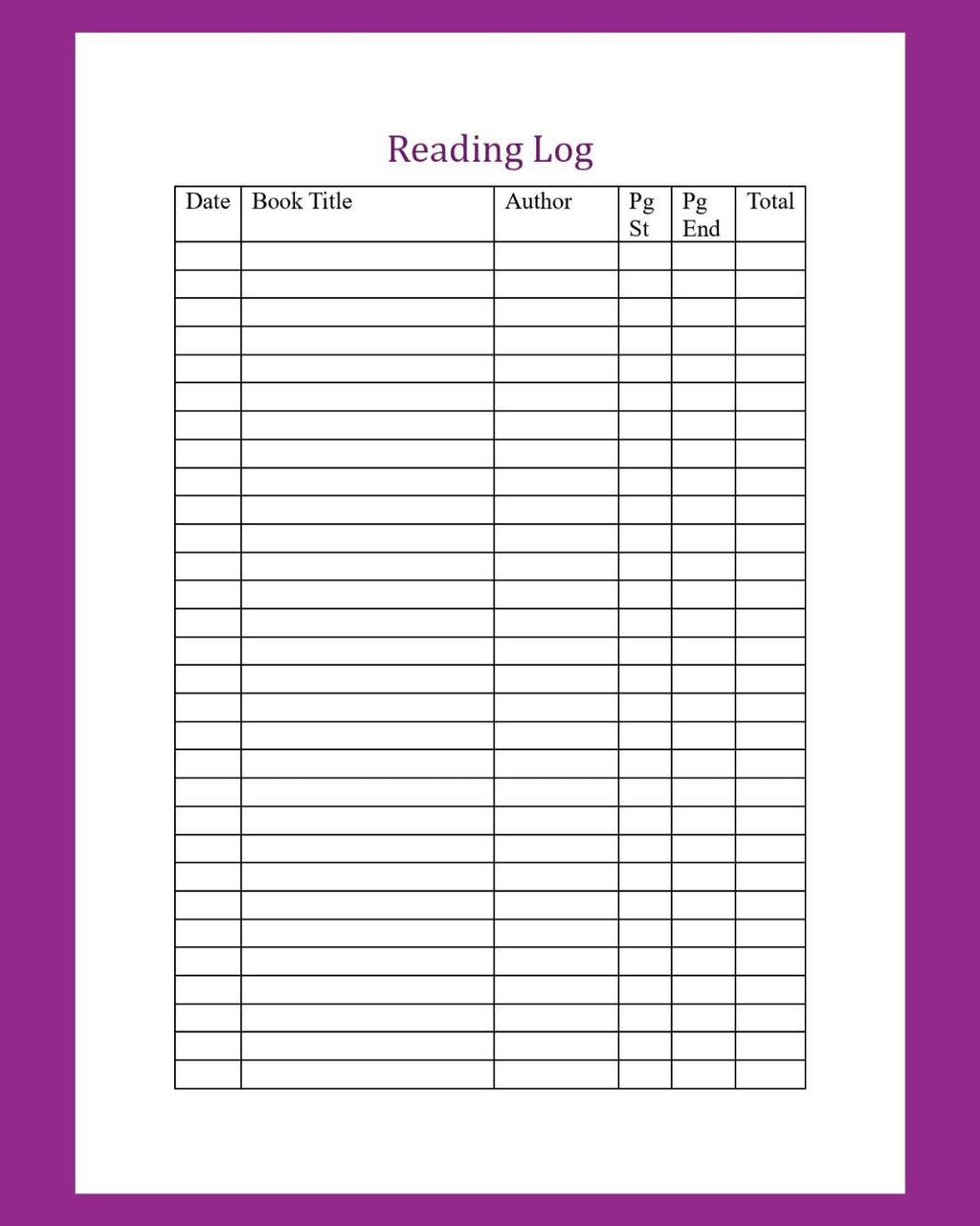 Reader Journal with reading challenges and review pages digital download