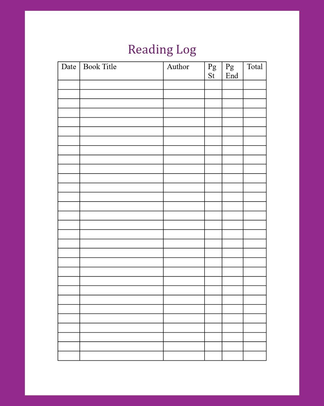 Reader Journal with reading challenges and review pages digital download
