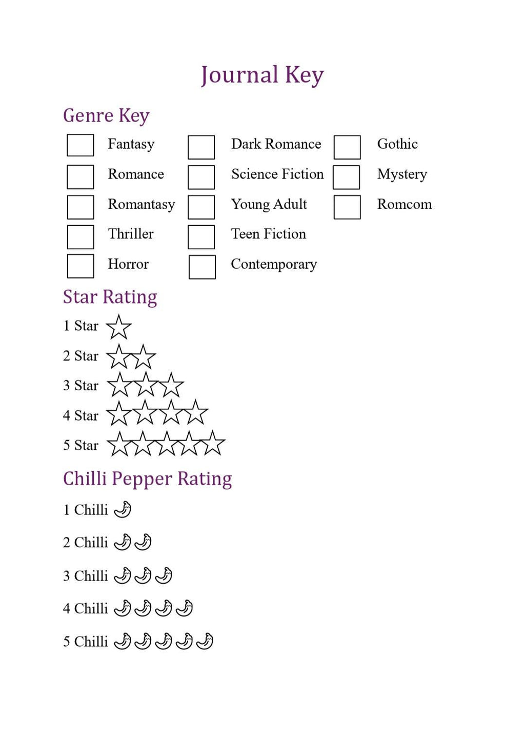 Reader Journal with reading challenges and review pages digital download