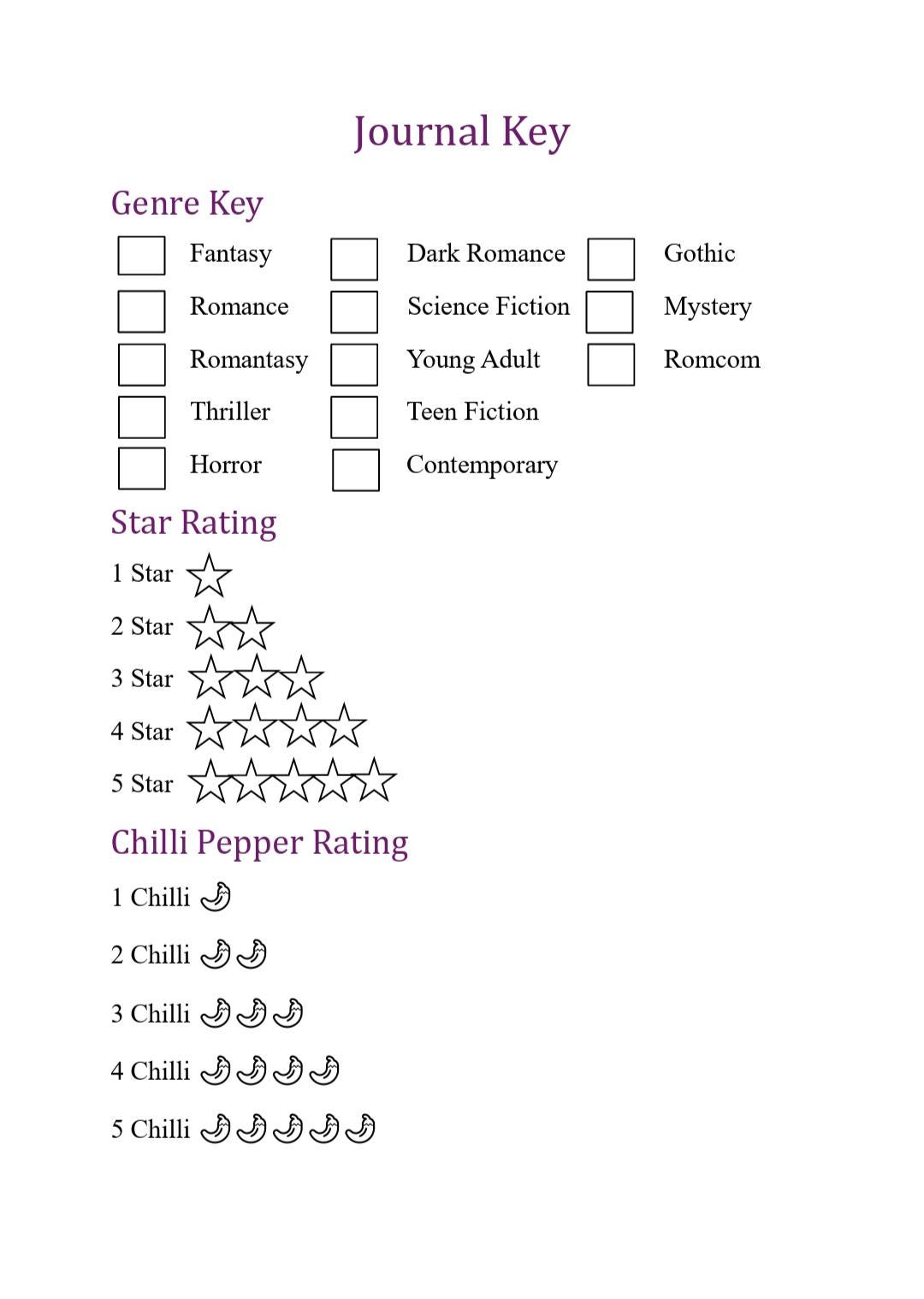 Reader Journal with reading challenges and review pages digital download